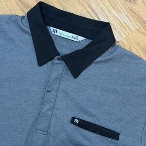 Travis Mathew Short Sleeve Polo Golf Shirt Mens L Gray Chest Pocket
